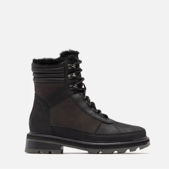 Sorel Lennox Lace Cozy STKD Boot Black waterproof
